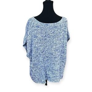 GAP Women's Marled Sleeveless Sweater Crew Neck Size XL Blue White 100% cotton